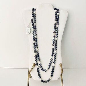 NWT Iris & Lily Gorgeous White & Grey Freshwater Pearl Super Long 62” necklace